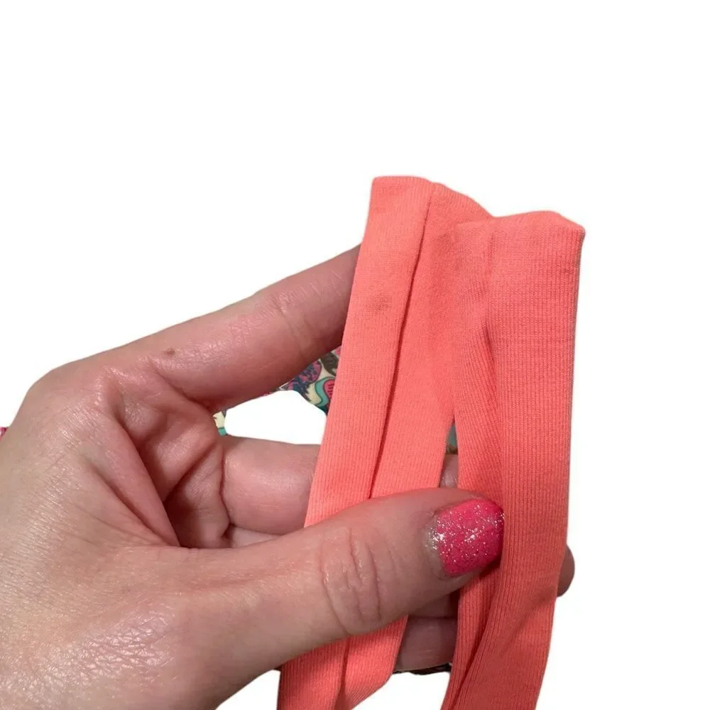 Maaji Neon Coral Pink Pineapple Sea Horse Print Reversible Bikini Top - Picture 9 of 9